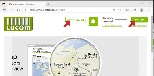 Screenshot Demozugang SensDesk.de
