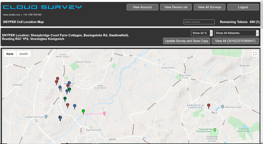 Screenshot Cloud Survey Signalscanner -Location Screenshot Cloud Survey