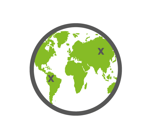 Think Global: LUCOM Produkte sind weltweit einsetzbar Entfernung Icon