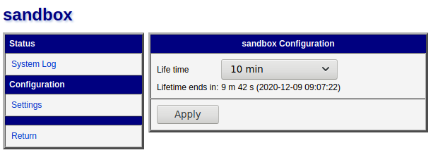 Sandbox Bild der User Modul Oberfläche